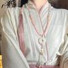 Fashion Chinese Style Beaded Long Tassel Necklaces Ethnic Style Hanfu Cheongsam Necklaces Accessories Retro Jewelry For Women