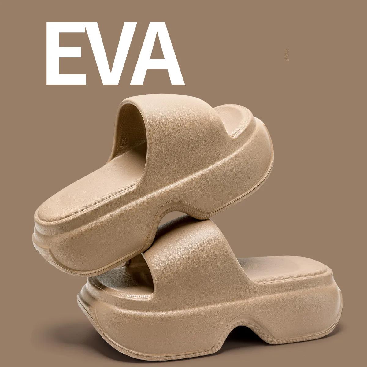 

Женские толстые тапочки-облака на платформе, шлепанцы с мягкой подошвой из ЭВА, летние пляжные шлепанцы, женские нескользящие домашние тапочки для ванной комнаты 35-36