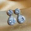 Huitan Waterdrop Shaped Women Drop Earrings for Wedding Party Engagement Elegant Inlaid Shining CZ Fashion Accessories Jewelry