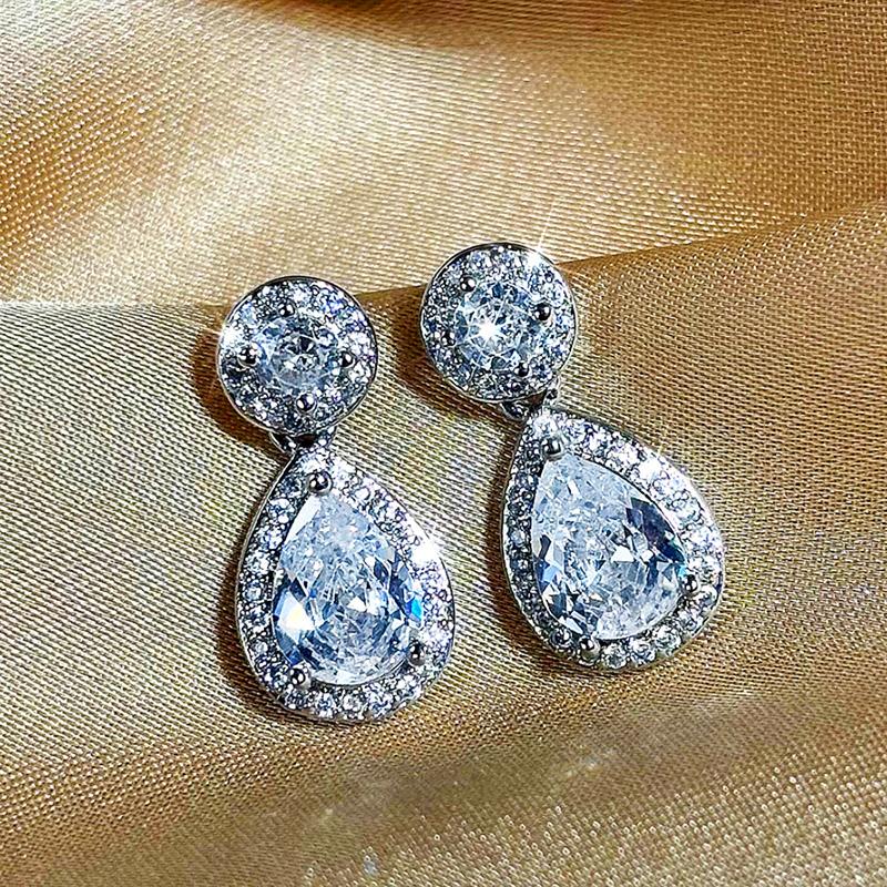 Huitan Waterdrop Shaped Women Drop Earrings for Wedding Party Engagement Elegant Inlaid Shining CZ Fashion Accessories Jewelry