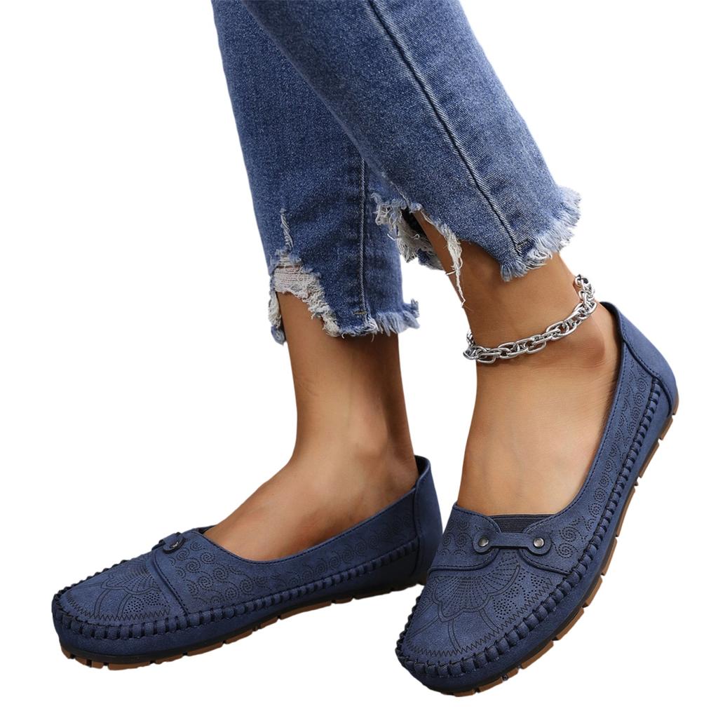 Women's Casual Loafers Slip On Flats Round Toe Comfortable Walking Shoes Soft Sole Flexible Outsole Lightweight Design