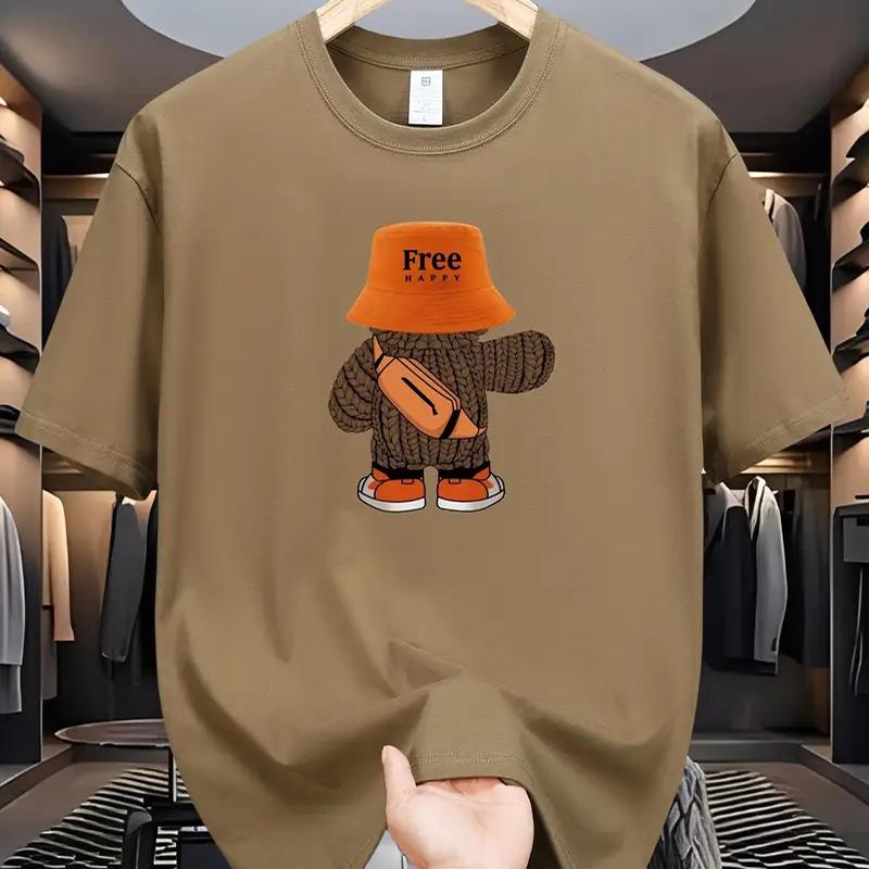 Ny sommer herremote-T-skjorte med personlighet og liten bjørnetrykk