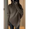 Women's Pure Wool Thickened Turtleneck Sweater, Irregular Loose Knit, Cozy Autumn/Winter Style