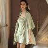 Ice silk sexy temptation suspender nightgown two-piece suit women's summer spring and autumn pajamas loungewear
