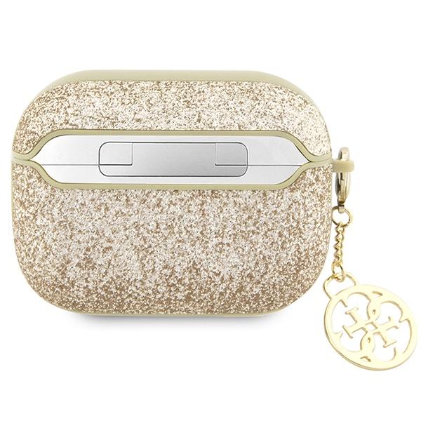 Guess Guap2Glgshd Airpods Pro 2 (2022/2023) Cover Złoty/Gold Glitter Flake 4G Charm