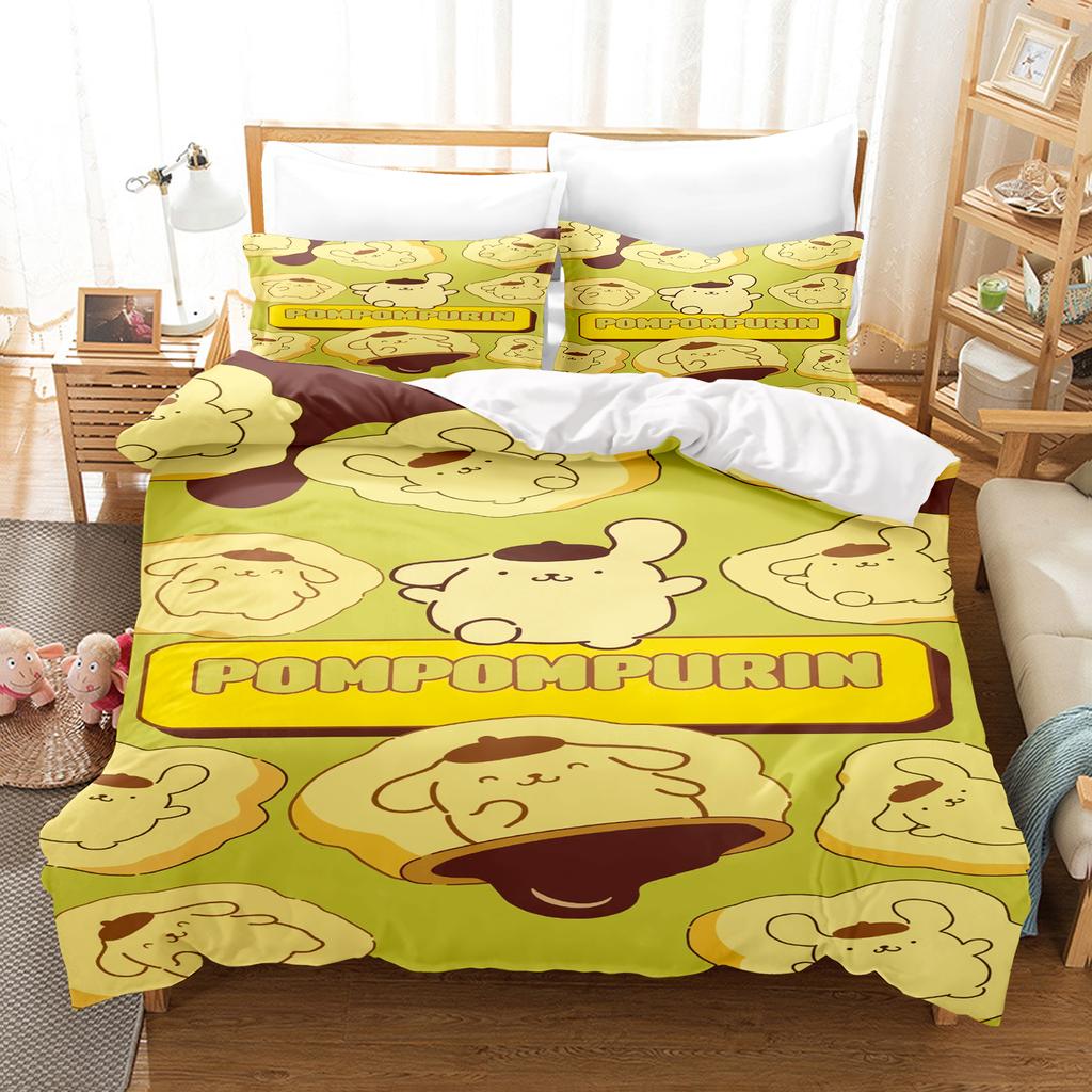 Pompompurin Sanrio 3-Piece 1 Quilt Cover One Piece Bedding Set Comforte Luxus Exquisite Birthday Gift 100% Polyester Home Decor