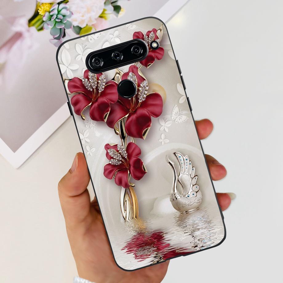 For LG V40 ThinQ Case Cover For LG V35 V35+ ThinQ Soft TPU Silicone Cases Fashion Flower Cute Pattern Funda For LGV40 ThinQ Capa