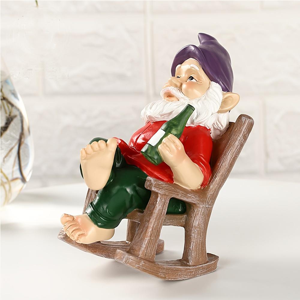 Classic Resin Gnome in Rocking Chair Statue, 1pc,YTabletop Resin Figurine, Home Entryway Balcony Corridor Ornament, Christmas Valentine's Thanksgiving