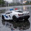 1:32 Lamborghini Revuelto Police Vehicle Hypercar Alloy Diecast Model Car Sound And Light Pull Back Children Toy Cars Birthday