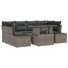 7 Piece Sofa Set with Cushions Grey Poly Rattan