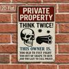 1PC Vintage Private Property Metal Tin Sign 8x12 In, Warning Wall Art Plaque, Durable Iron Decor