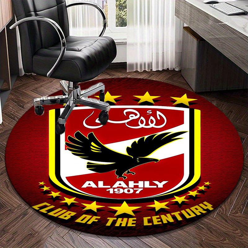 1PC round rug Ahly Football club Printed Round Area Rug ,Rug For Home Office, Round Chair Rug, Decorative Carpet Fan gifts Christmas gift