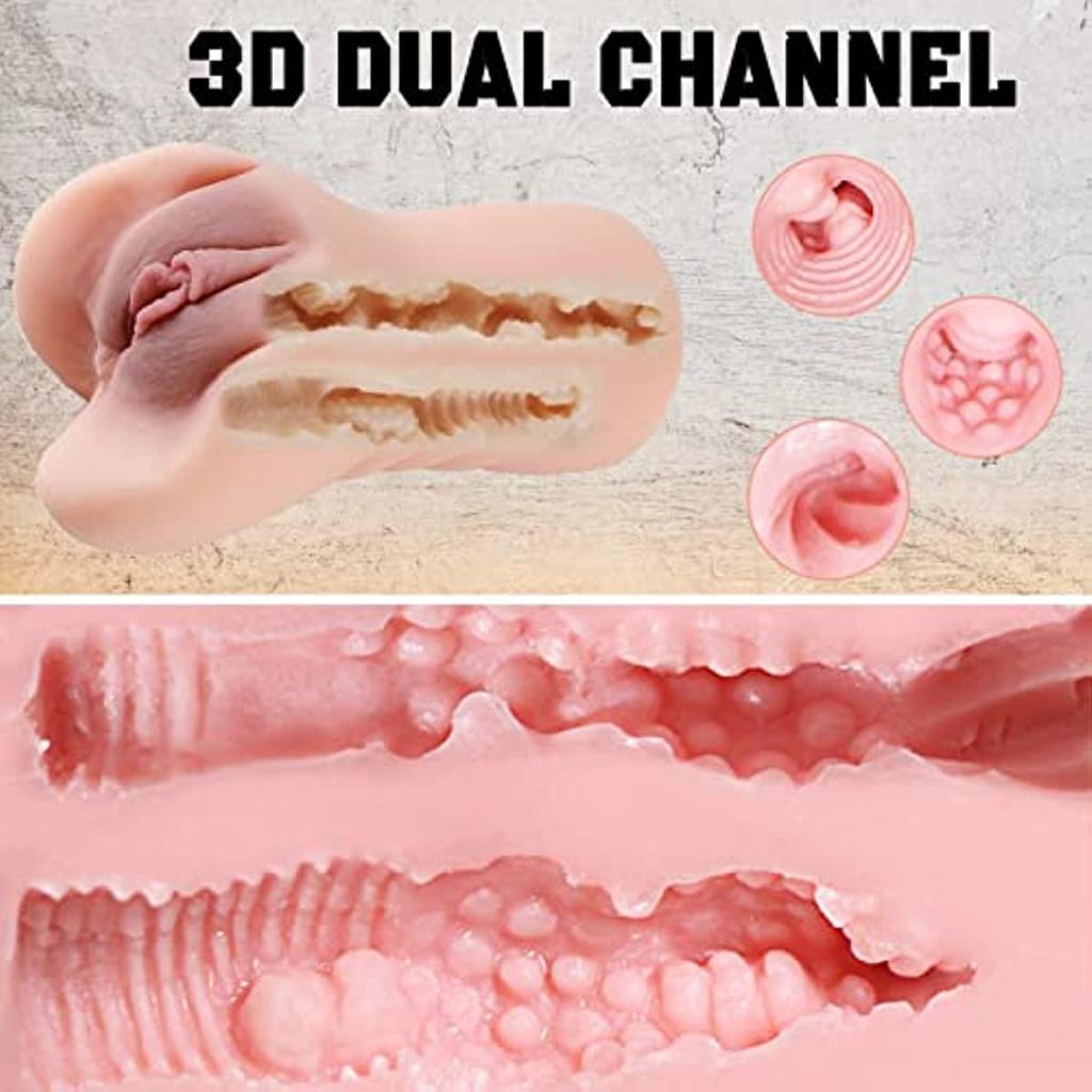 Male Masturbator Pocket Pussy Realistic Vagina Sex Toy For Men Sexy Double Channel 3D Anus Vagina