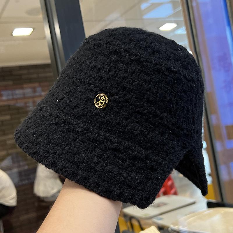 Spring and autumn breathable versatile face small hollow knitted bucket hat women