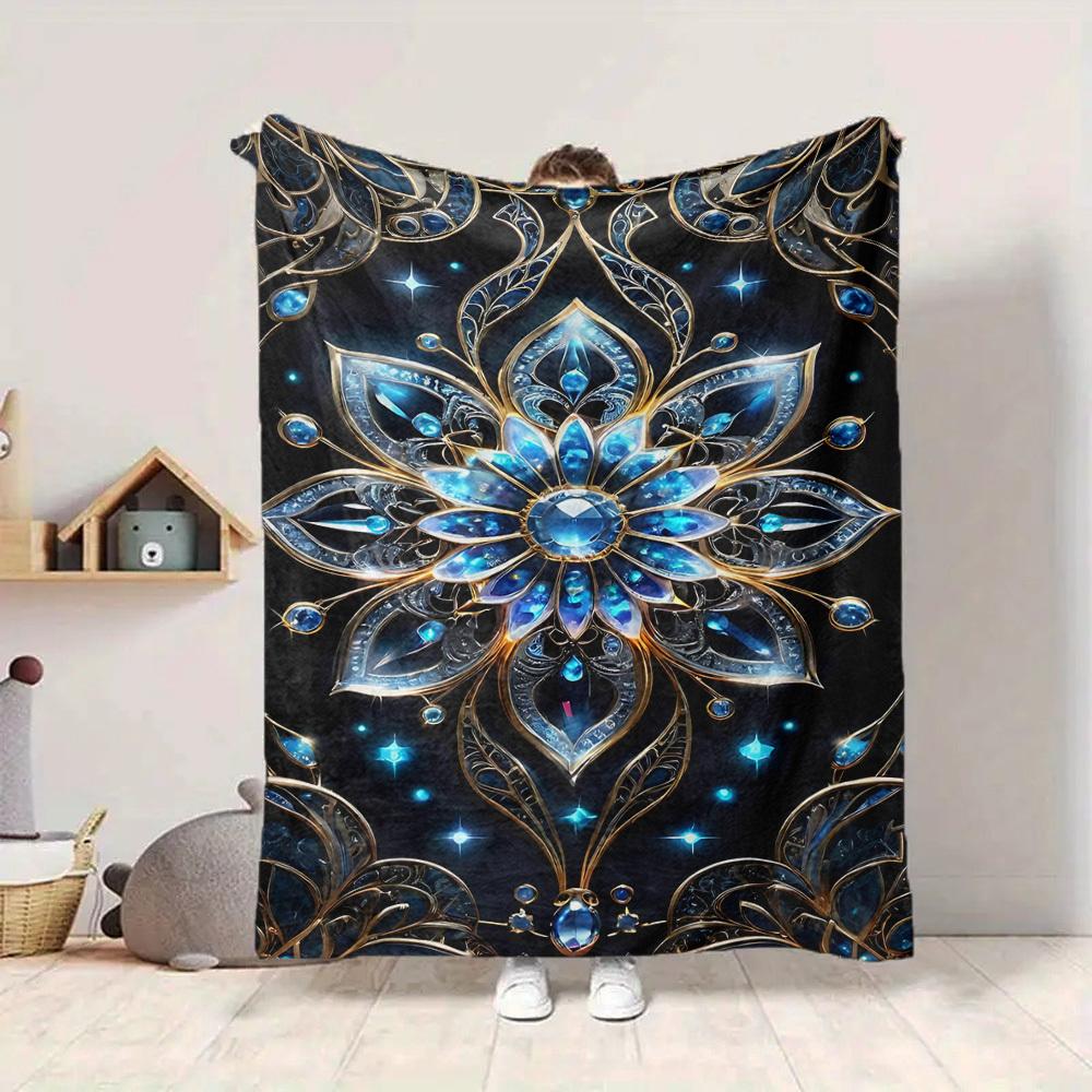 1PC Gilded Lotus Print Blanket, Soft Throw Blanket - Warm & Cozy for Couch, Bed, Office, and Travel yy250912195