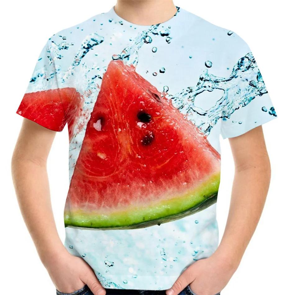 Sommer Kinder Wassermelone 3D-Druck Rundhals T-Shirt