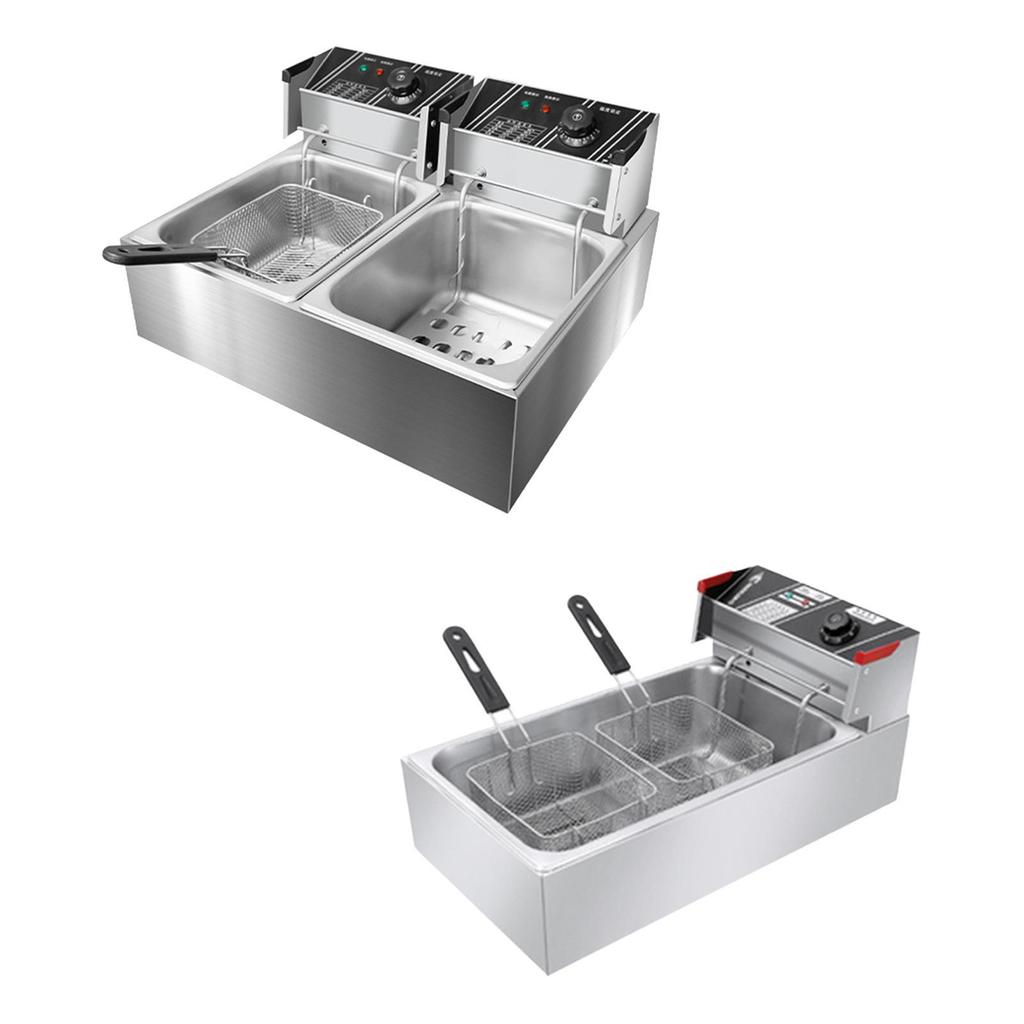 Electric Deep Fryer Stainless Steel Easy to Clean Kitchen Oil with 1 Basket
