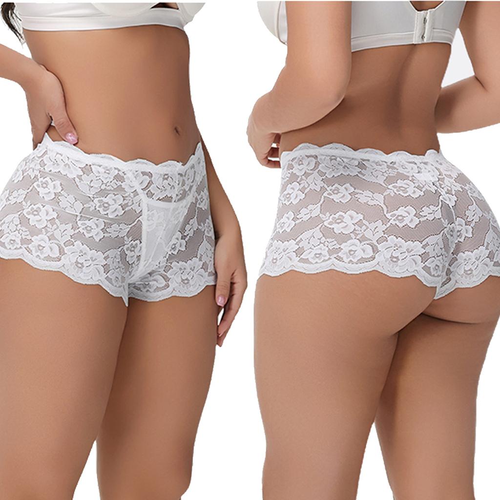 Mutandine da donna a vita media, Pantaloncini di sicurezza, Intimo in pizzo trasparente, Mutandina trasparente e confortevole #828