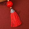 Tassel Pendant Decor Chinese New Year Decoration Traditional Red Hanging Ornament Lucky Fu Entryway Key Organizer with for Spring Festival Home Office