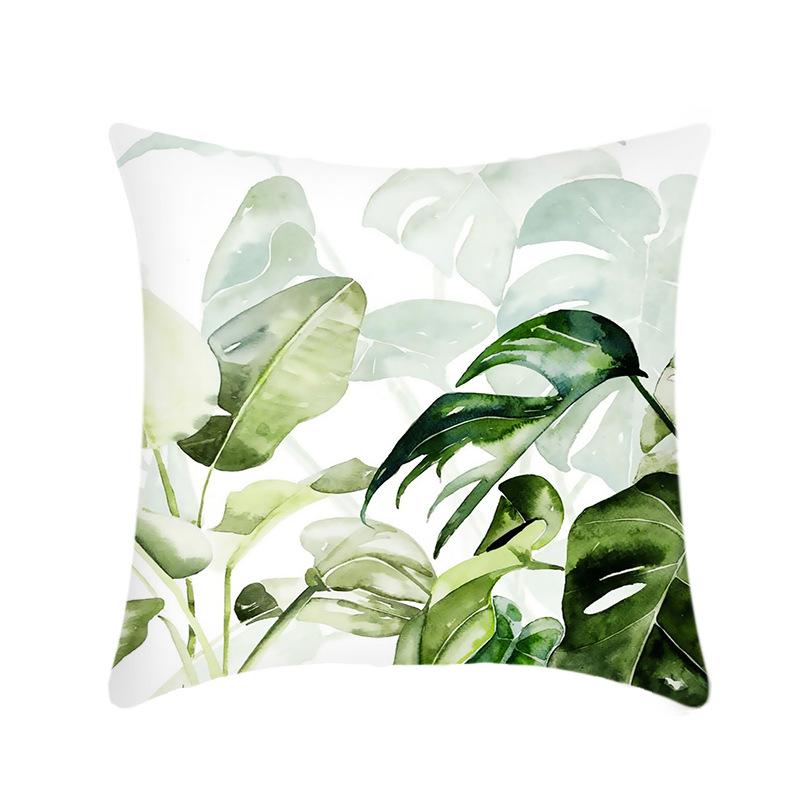 New Nap Pillow Green Leaves Sofa Plush Pillow Case Home Summer Cushion