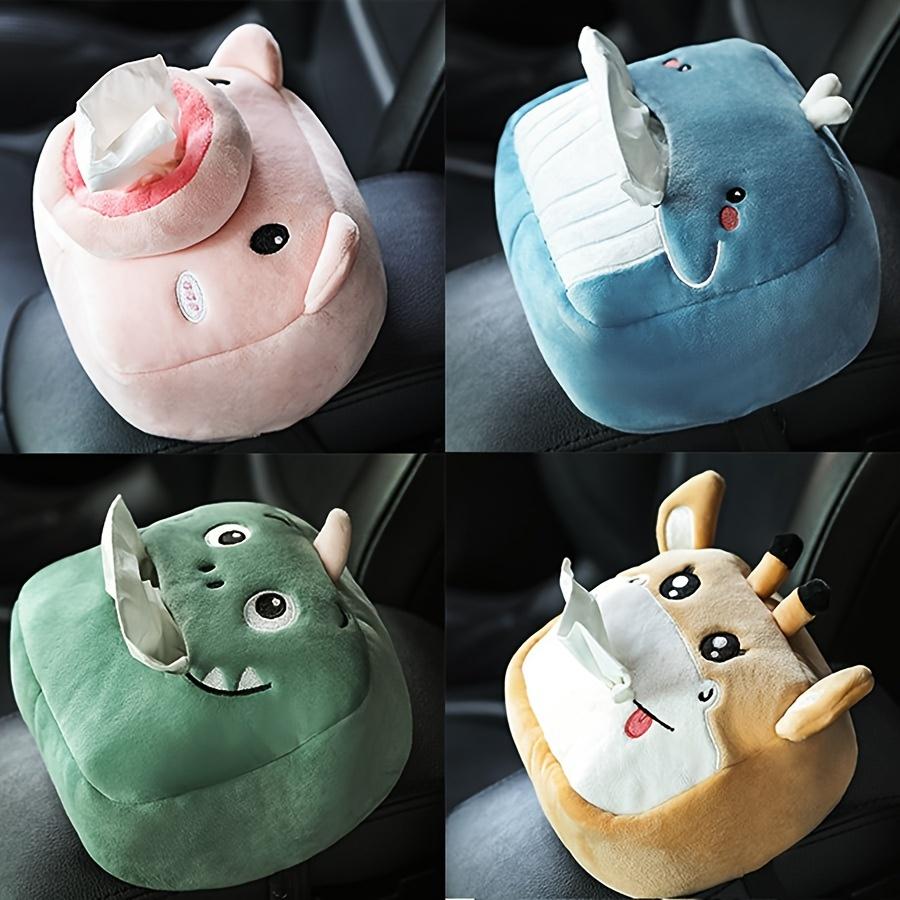 1pc Cute Cartoon Animal Design Plush Tissue Storage Bag, Car Seat Back Hanging Tissue Box, Car Interior Accessories