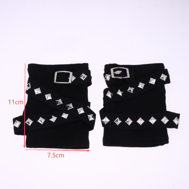 Y2K Punk Studded Gloves Hip Pop Rivet Fingerless Glove Gothic Adjustable Cross Wrap Arm Sleeves Half Finger Mitten