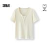 Semir Women's Faux Two-Piece Contrast Short-Sleeve T-Shirt