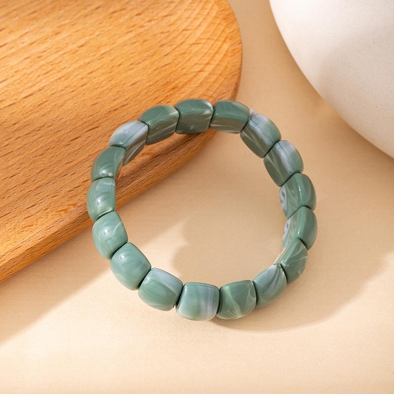 Faux Amber Beeswax Stretch Bracelet Acrylic Smudged Beaded Bracelet European American Niche High Grade Bracelet For Ladies