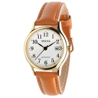 [Klefa] Analog Women's Watch Waterproof Leather Strap Brown TE-AL243-WTG