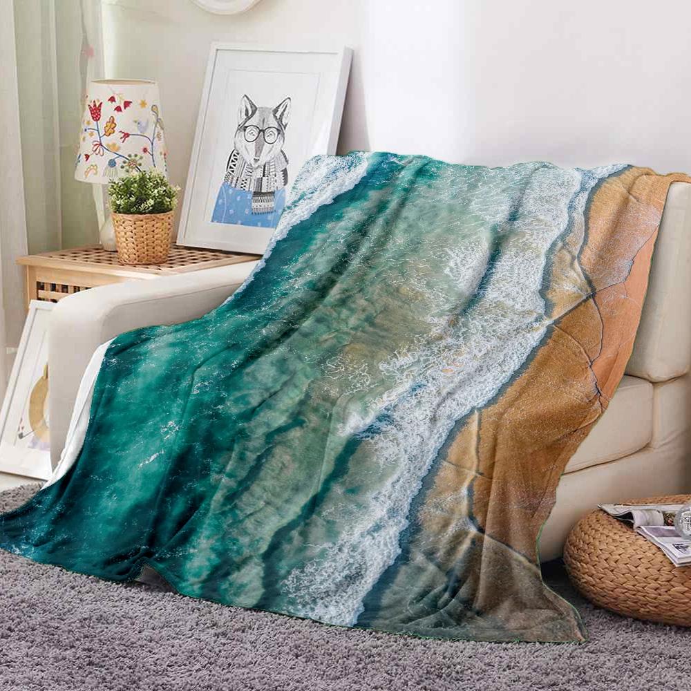 Ocean Waves Flannel Blanket Throw Blanket Soft Warm Sofa Bed Camping Car home Decor Unique Christmas Gift C9302040