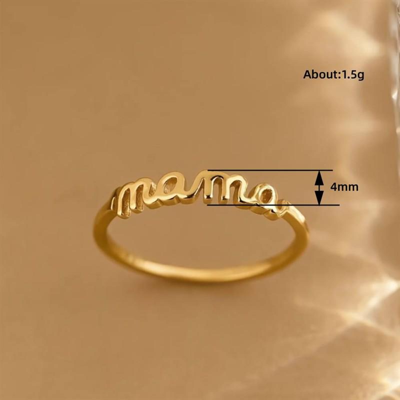 Huitan Simple Design "mama" Ring for Women Mother's Day Gift Fashion Gold Color/CopperColor Daily Wear Versatile Band Jewelry
