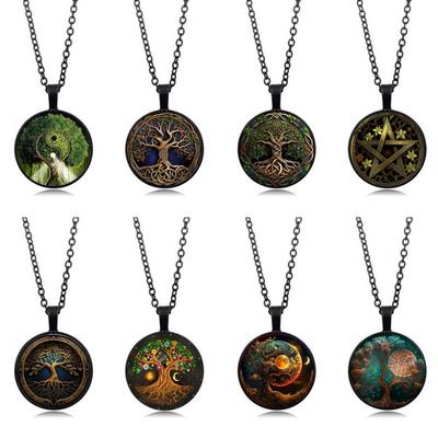 Módní Nordic Viking Tree Of Life náhrdelník pro muže šperky 25mm kulaté foto skleněné kabošon Módní křišťálové šperky amulet