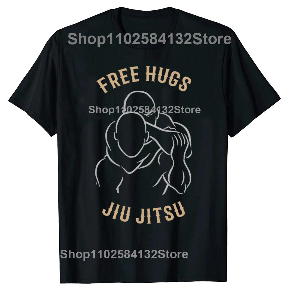 Jiu Jitsu Free Hugs O Neck Casual Men T-shirts 100% Cotton Youth T Shirt Funny Fighter Tshirt Judo Art Japan Style Tees
