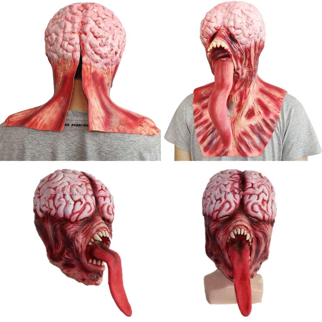 Bw Gy-a019 Long Tongue Monster Latex Bald Tyrant Headgear Halloween Horror Mask