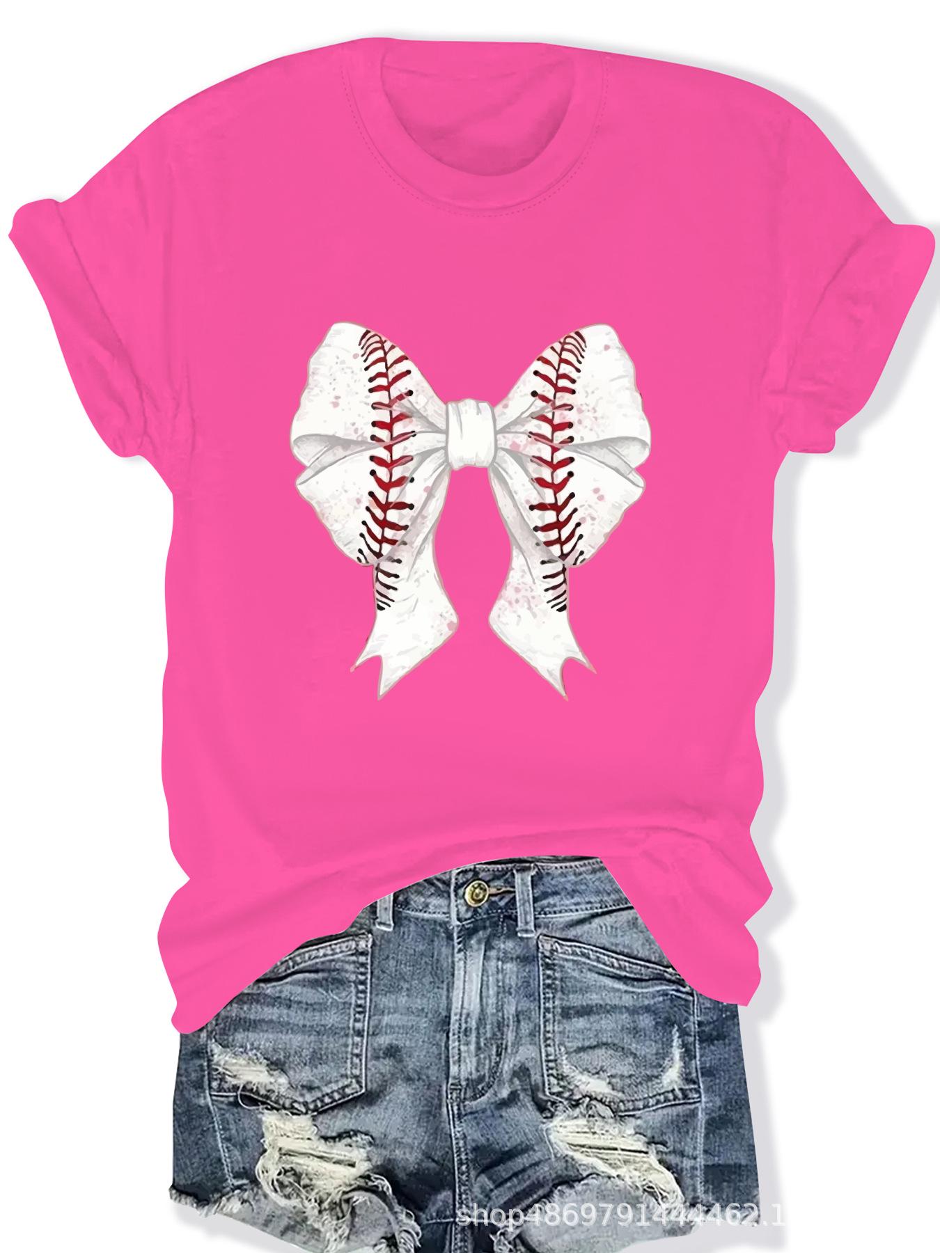 

Women s Cross-Border Round Neck Fashion T-Shirt Extra Large розы красного