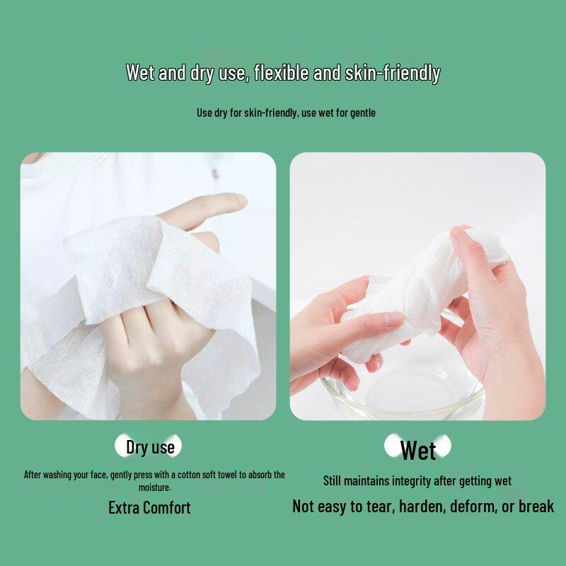 Oboustranné ručníky na obličej z čisté bavlny: Měkké, Silné Jednorázové odličovací a čisticí ubrousky, pro mokré nebo suché použití.