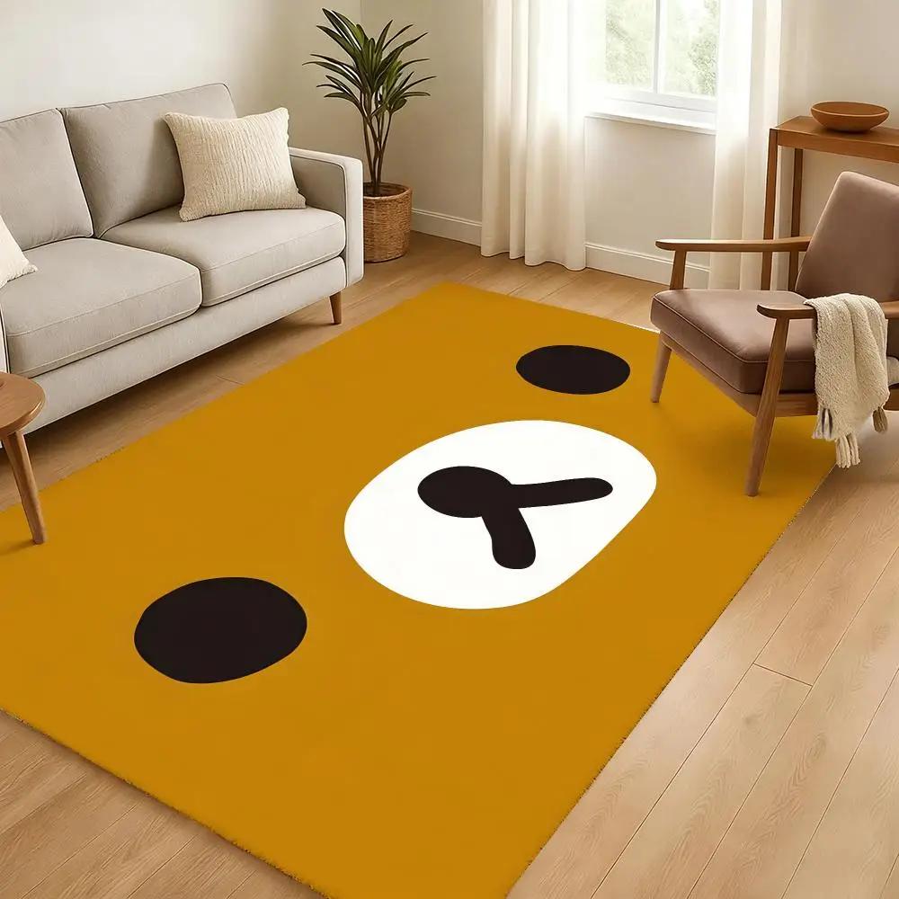 Cute Cartoon R-Rilakkuma Classic Floor Mat Soft Thickened Non-Slip Bedroom Living Room Door Mat Home Decor Flannel Rugs