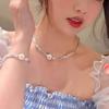High-End Korean Floral Beaded Pearl Necklace & Bracelet Set for Women