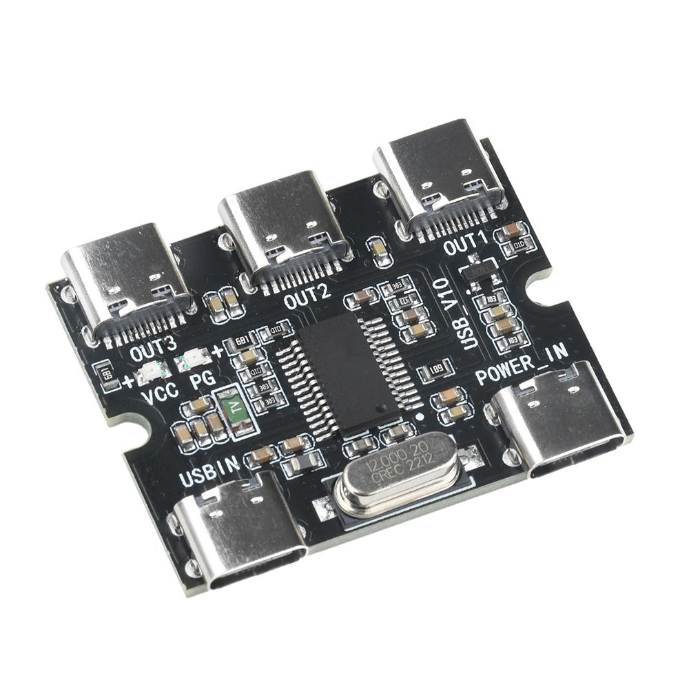 USB-Erweiterungsplatine Hub 1 Eingang 3 Ausgänge Erweiterungsmodul für Raspberry Pi 4/5 Generation USB-HUB 1 zu 3 Stromverteiler Typ-C