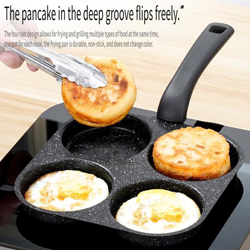 1PC 4-in-1 cast iron egg cooker, non-stick single-handle frying pan, multi-purpose kitchen gadget