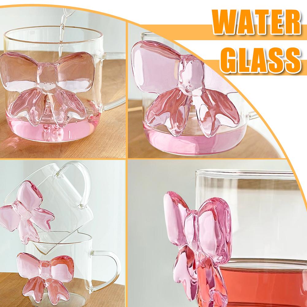 1 Piece 13oz 400ml Ceative Transparent Glass Cup With For Besties Lovely Decor Pink Girl Coffee F6K1