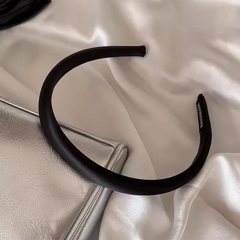 

Винтажная однотонная кремовая повязка на голову из атласного шелка, головные уборы для женщин и девочек, модные обручи для волос, повязки на голову, аксессуары для волос чёрный