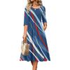 Women's Casual Round Neck Midi Dress Three Quarter Sleeve Waist Cinched Independent Day Style Spring Autumn Dress