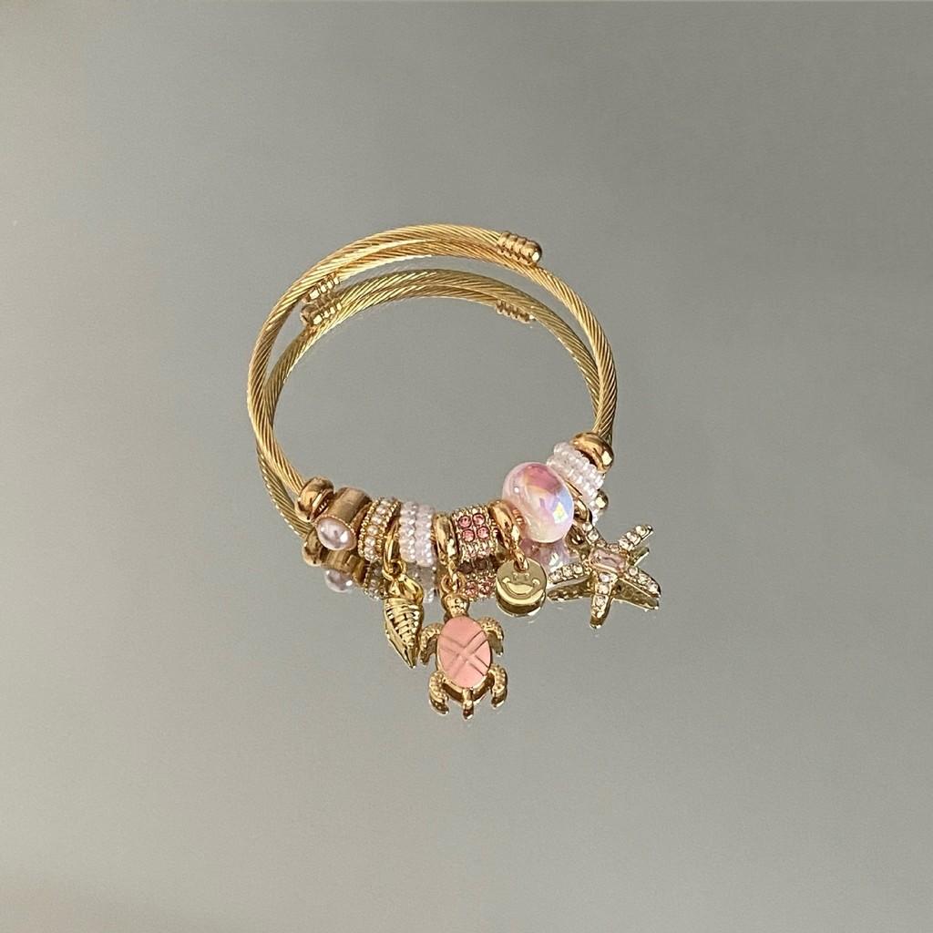 Ocean Breeze Shell And Starfish Jewelry Bracelet With Stainless Steel Material For Summer Vacation Style