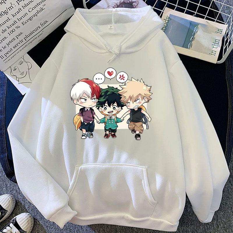 Hot Fashion Hoodies Anime Deku Todoroki Shoto Bakugou Katsuki Cartoon Printing Sweatshirt Unisex Long Sleeve Casual Tops