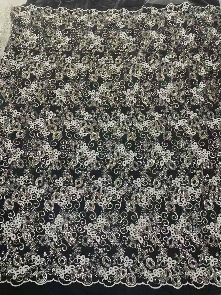 Blue African Tulle Lace Fabric 2025 French Net Sequins Fabric Sewing Embroidery With Groom Lace Tulle Mesh Nigeria Party Dress