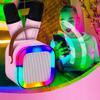 Zestaw Do Karaoke 2X Mikrofon Bezprzewodowy Przenośny Bluetooth Głośnik Rgb