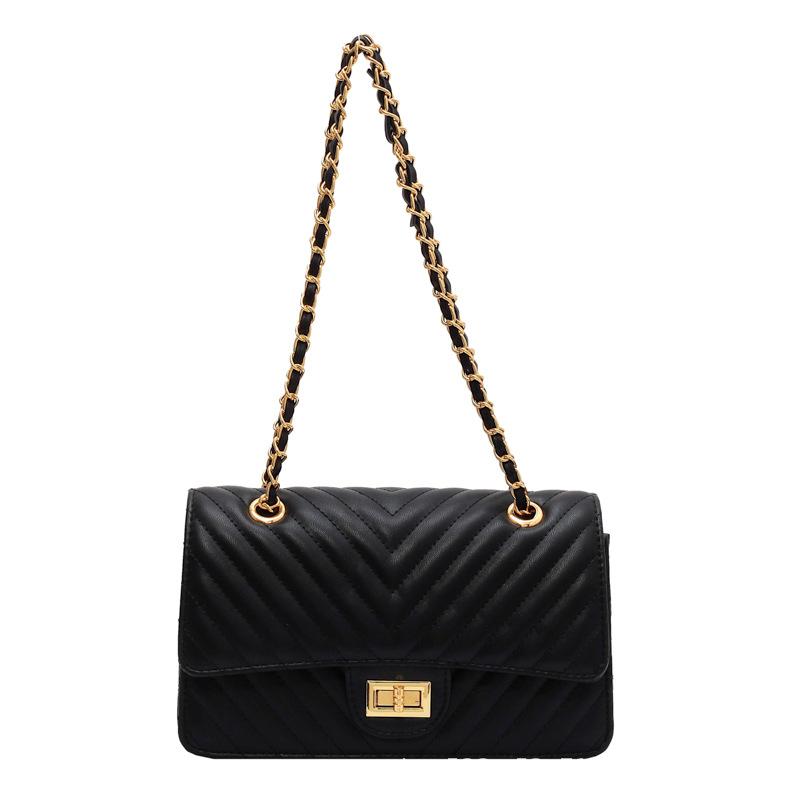 Fashion rhombus embroidered thread chain women's bag new popular simple and versatile shoulder bag fashionable commuter armpit bag