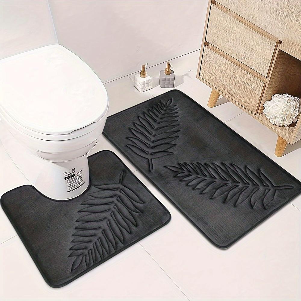 Soft Absorbent Non-slip Simple Solid Color Fern Leaf Embossed Memory Sponge Floor Mat - Bathroom Floor Mat Home