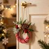 Retro Holiday Ornaments Mini Christmas Wreath Ornament, Miniature Artificial with Bow, Bow Pinecone, Xmas Tree Hanging for Party Seasonal Decor